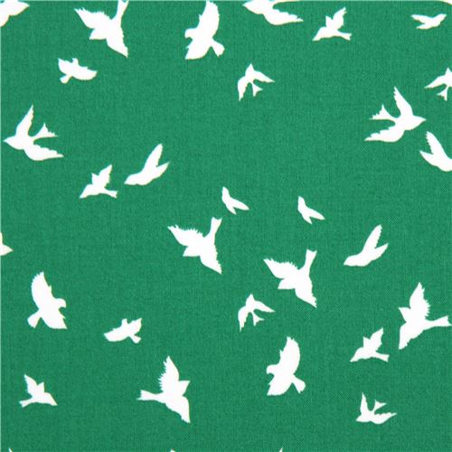 green fabric white bird by Michael Miller USA - modeS4u