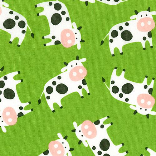 green fabric with cow animal by Timeless Treasures  Fabric