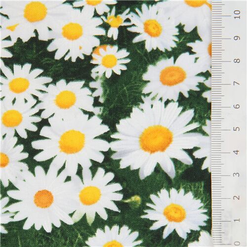 green fabric with daisies by Timeless Treasures modeS4u