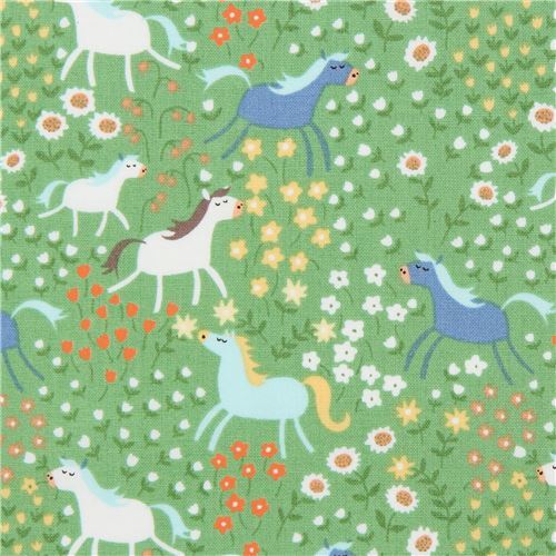 Grüner Stoff mit Pferden von Dear Stella Stoff