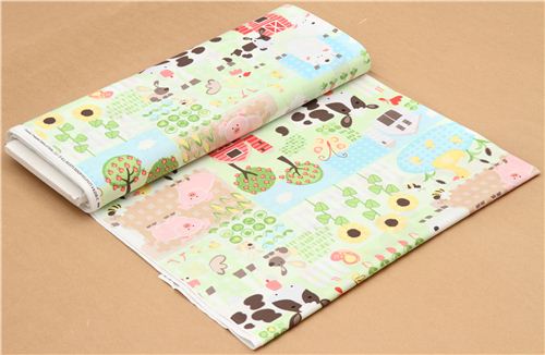 green farm animal fabric cow sheep Timeless Treasures 3