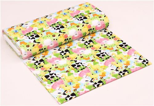 green farm animal flannel fabric from the USA 3