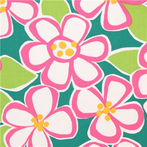 green flower fabric Robert Kaufman USA Felicity 1