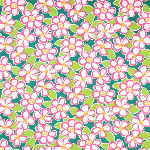 green flower fabric Robert Kaufman USA Felicity 2
