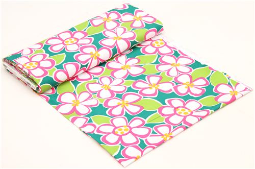 green flower fabric Robert Kaufman USA Felicity 3