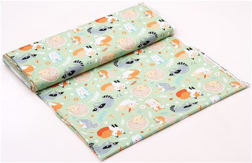green forest animal Clothworks organic fabric Critter Patch 5