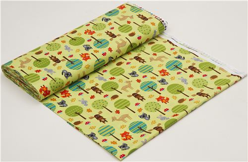 gr�ner Wald Tiere Stoff von Robert Kaufman USA kawaii 3