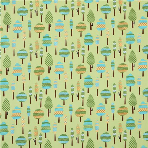 green forest tree pecker fabric by Robert Kaufman USA 2