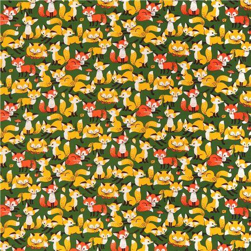 green fox forest animal oxford fabric Cosmo Japan 2