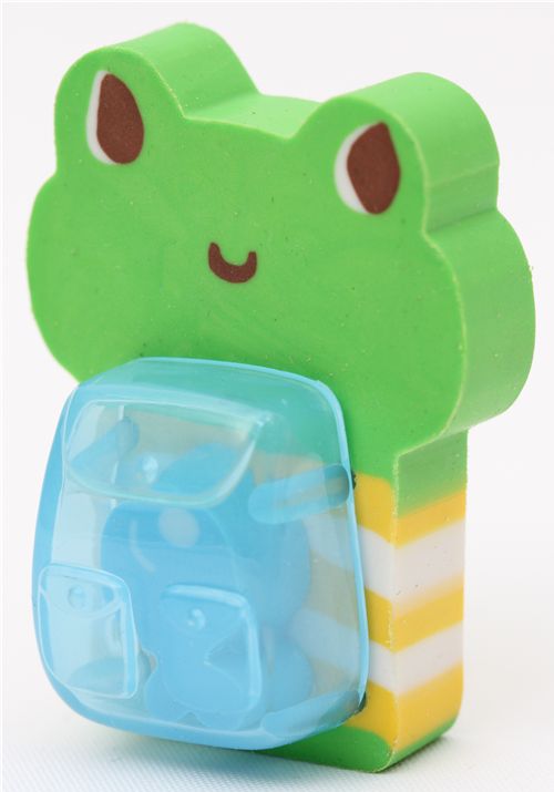 green frog eraser with fish cute kawaii Animal Eraser Erasers