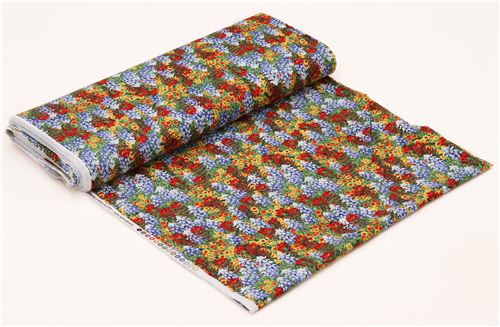 green grass cute blue yellow orange flower fabric Wild Texas - modeS4u