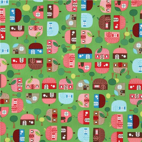 green kawaii apple cottage fabric Robert Kaufman 2