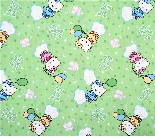 grüner kawaii Stoff Hello Kitty und Luftballons 2