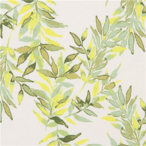 Watercolour Green Leaves Branches Fabric