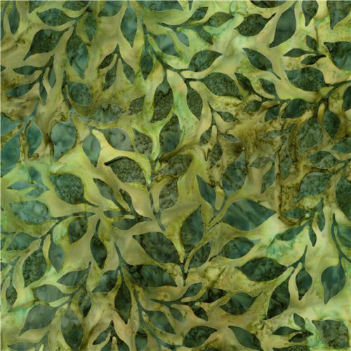 Batik-Green Modern Paisley Leafy Batik