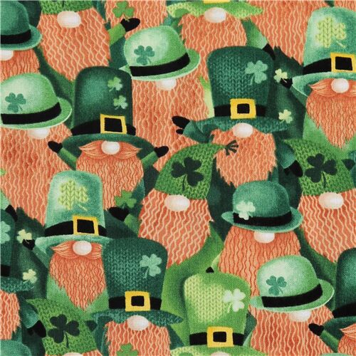 green leprechauns Irish St Patrick cotton fabric Timeless Treasures Fabric