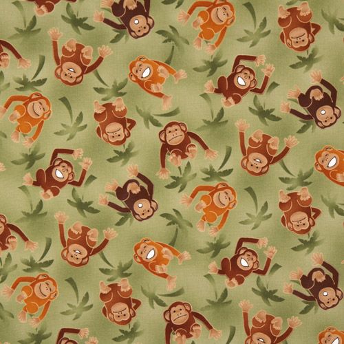green monkeys fabric with palm trees Robert Kaufman Fabric by Robert ...