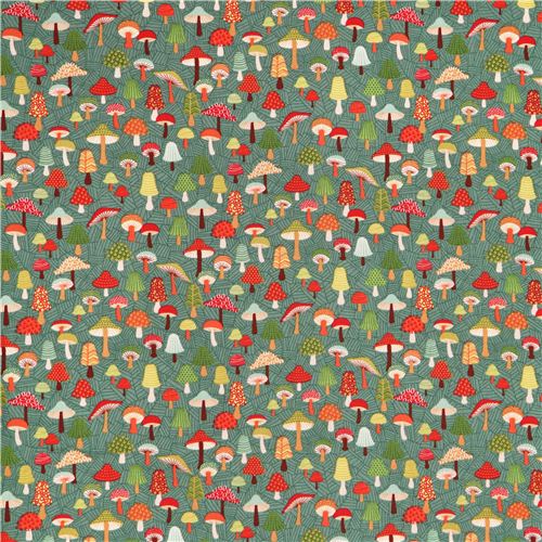 green mushroom stripe pattern fabric by Andover USA 3