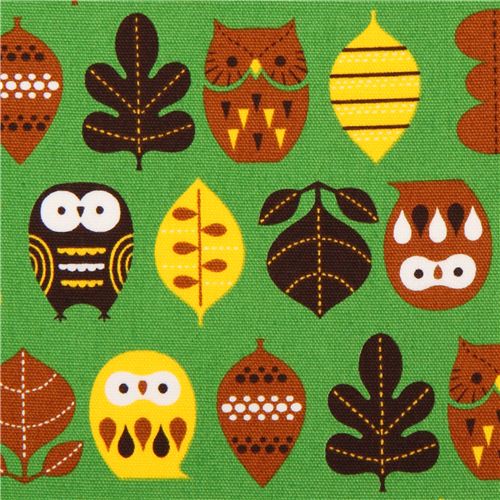 green owl oxford fabric par Cosmo from Japan 1