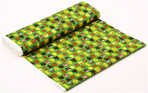 green owl oxford fabric par Cosmo from Japan 3