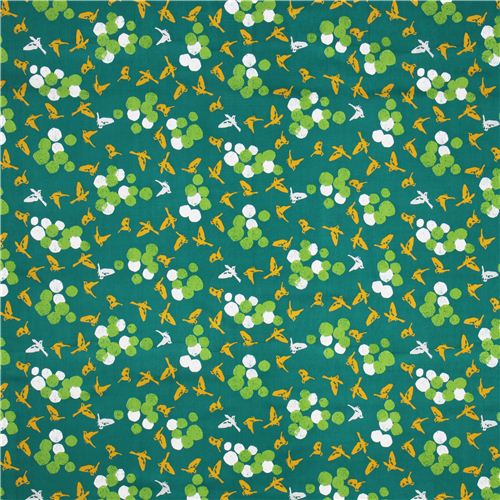 green soaring bird echino Decoro cotton sateen fabric 2