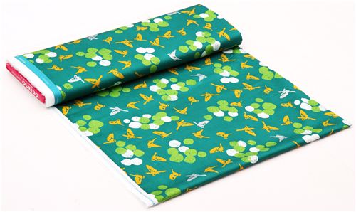 green soaring bird echino Decoro cotton sateen fabric 3