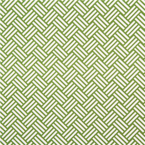 green tatami stripes cotton sateen fabric Michael Miller 2