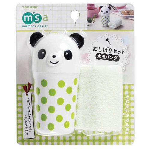 light green towel with panda dot box set from Japan Bento Accessories Bento Boxes Kawaii