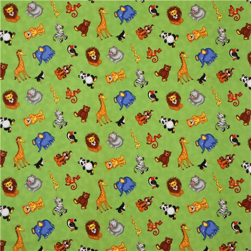 Green Zoo Animal Flannel Fabric By Timeless Treasures Usa Modes4u