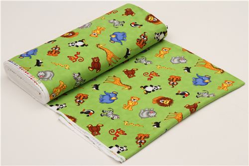 green zoo animal flannel fabric by Timeless Treasures USA 3