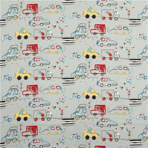 grey Alexander Henry car fabric with truck bike Fabric by Alexander ...