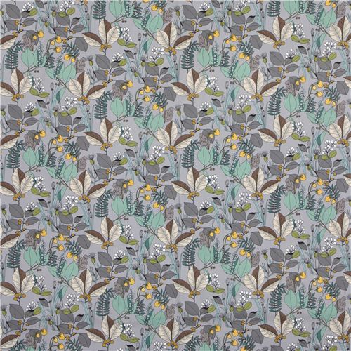 grey Alexander Henry fabric with leaf strawberry fruit by Alexander ...