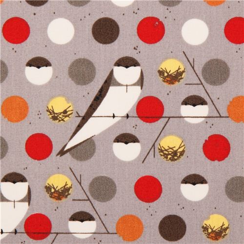 grey Bank Swallow Fall bird organic knit fabric birch 1