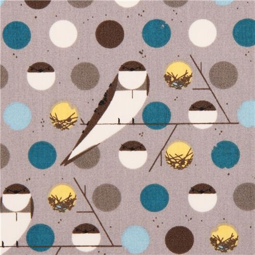 grey Bank Swallow blue bird organic fabric birch USA 1