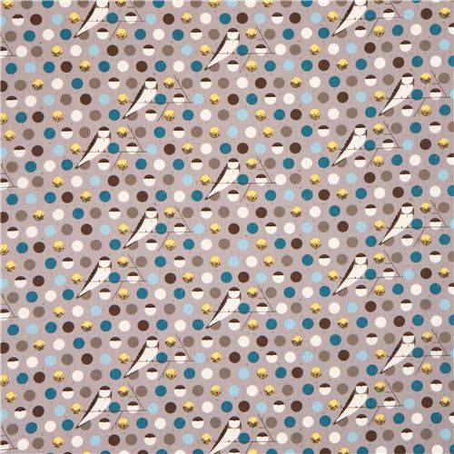 grey Bank Swallow blue bird organic fabric birch USA 2