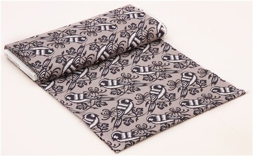 grey Chirp bird and flower animal fabric by Michael Miller 6
