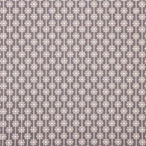 grey Daisy Chain flower Canvas fabric Framework Kokka 2