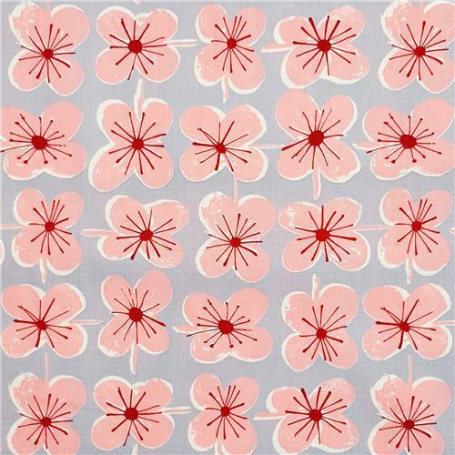 grey Japanese fabric with pink flowers modeS4u