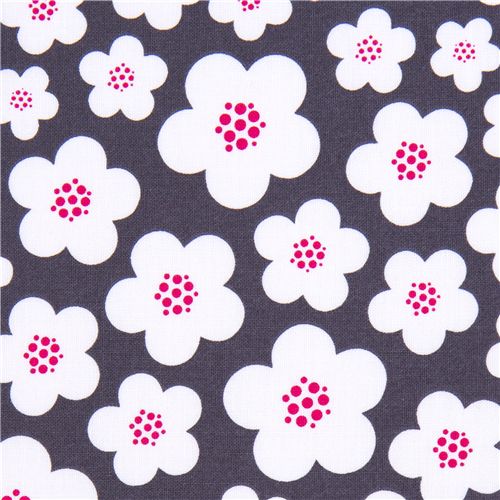 grey Michael Miller fabric Blossoms by Patty Young 1