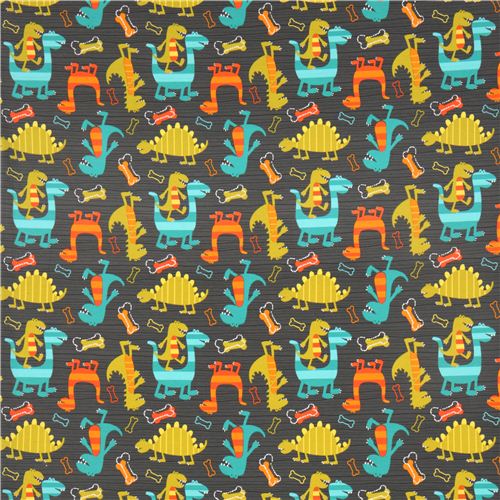 grey Michael Miller fabric Dino Dudes cute dinosaur 2