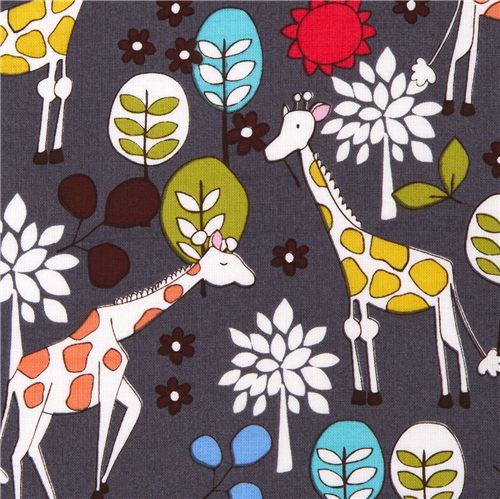 grey Michael Miller fabric Giraffe Garden 1