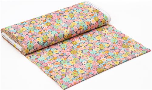 grey Michael Miller fabric colorful flower Daisy Garden 3