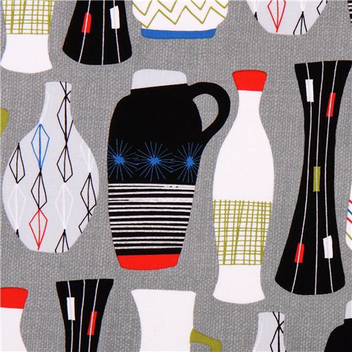 grey Michael Miller pitcher retro fabric Jug Or Not? Fabric by Michael ...