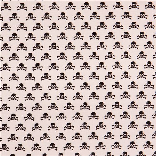 grauer Riley Blake Halloween Totenkopf Stoff 'Happy Haunting