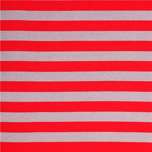 grey Riley Blake knit fabric with red stripes 2
