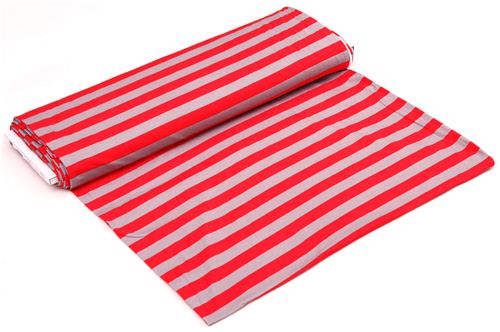grey Riley Blake knit fabric with red stripes 3