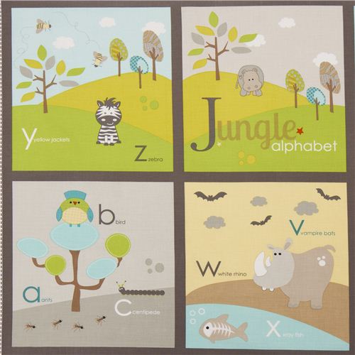 grey Riley Blake panel animal fabric USA 2