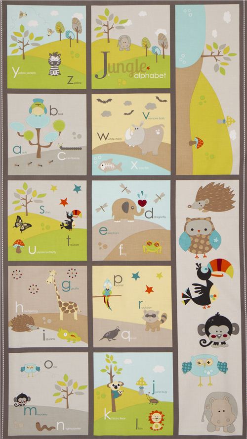 grey Riley Blake panel animal fabric USA 3