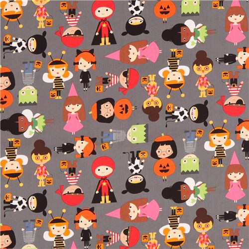 grey Robert Kaufman fabric children Halloween costume Pumpkin Fun - modeS4u