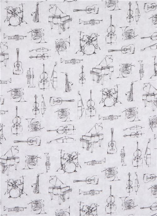 Remnant (13 x 112 cm) grey Robert Kaufman fabric musical instrument